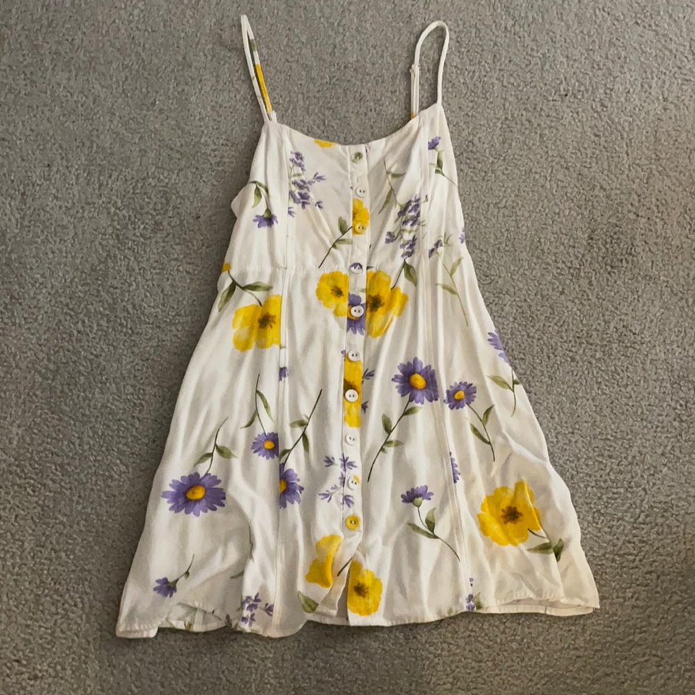 Forever 21 White Floral Spaghetti Strap Dress